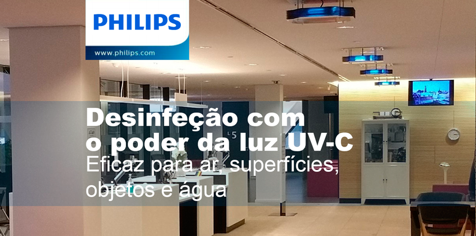 Luminárias de desinfeção  por UV-C da Philips